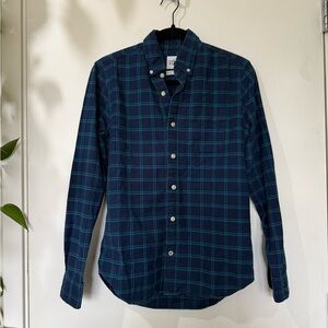 GAP Men's Navy and Teal Checkered Shirt